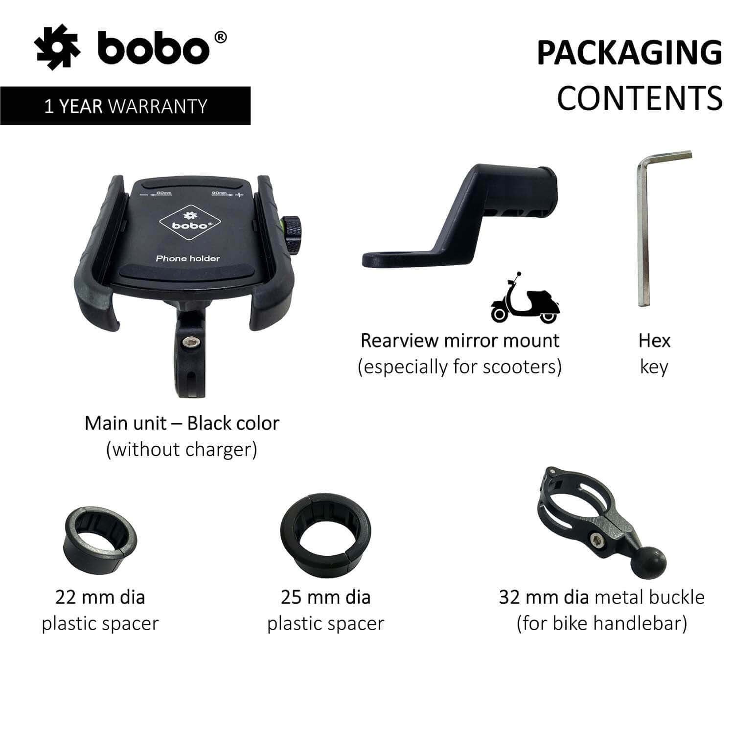 BOBO BM4 Jaw-Grip Bike Cycle Phone Holder Motorcycle Mobile Mount-BB-BM-004-001001