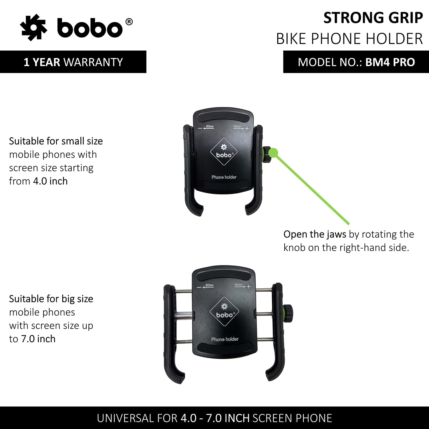 BOBO BM4 PRO Jaw-Grip Mobile Holder - Riders Junction
