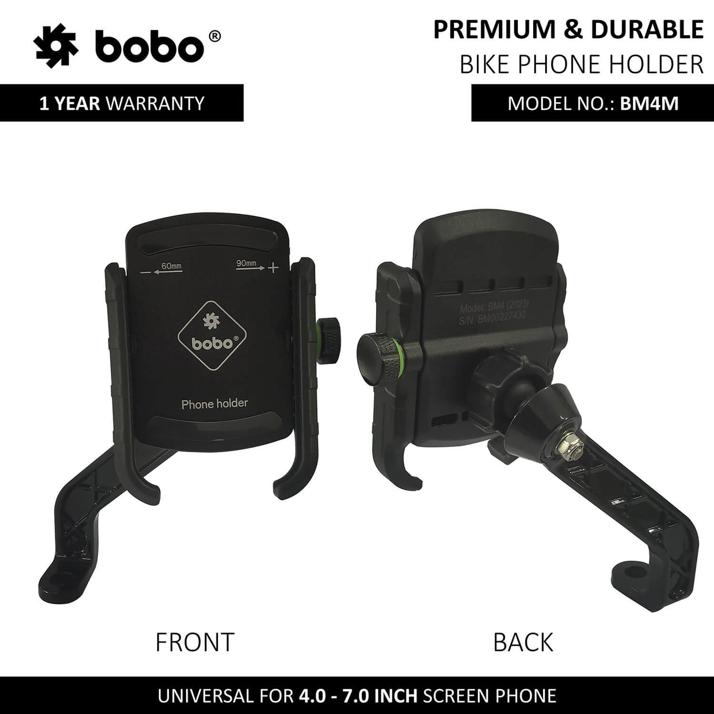 BOBO BM4M Jaw-Grip Bike Cycle Phone Holder Motorcycle Mobile Mount-BB-BM-004-102001