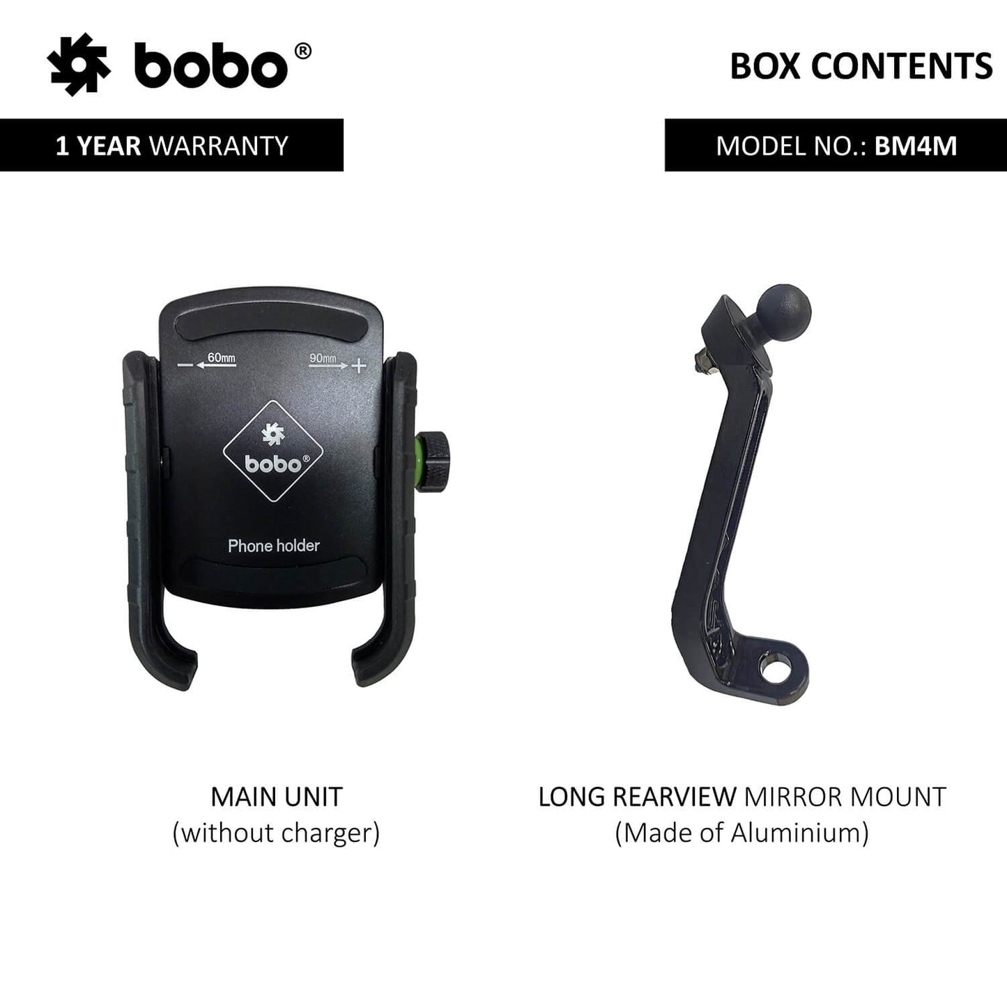 BOBO BM4M Jaw-Grip Bike / Cycle Phone Holder Motorcycle Mobile Mount-BB-BM-004-102001
