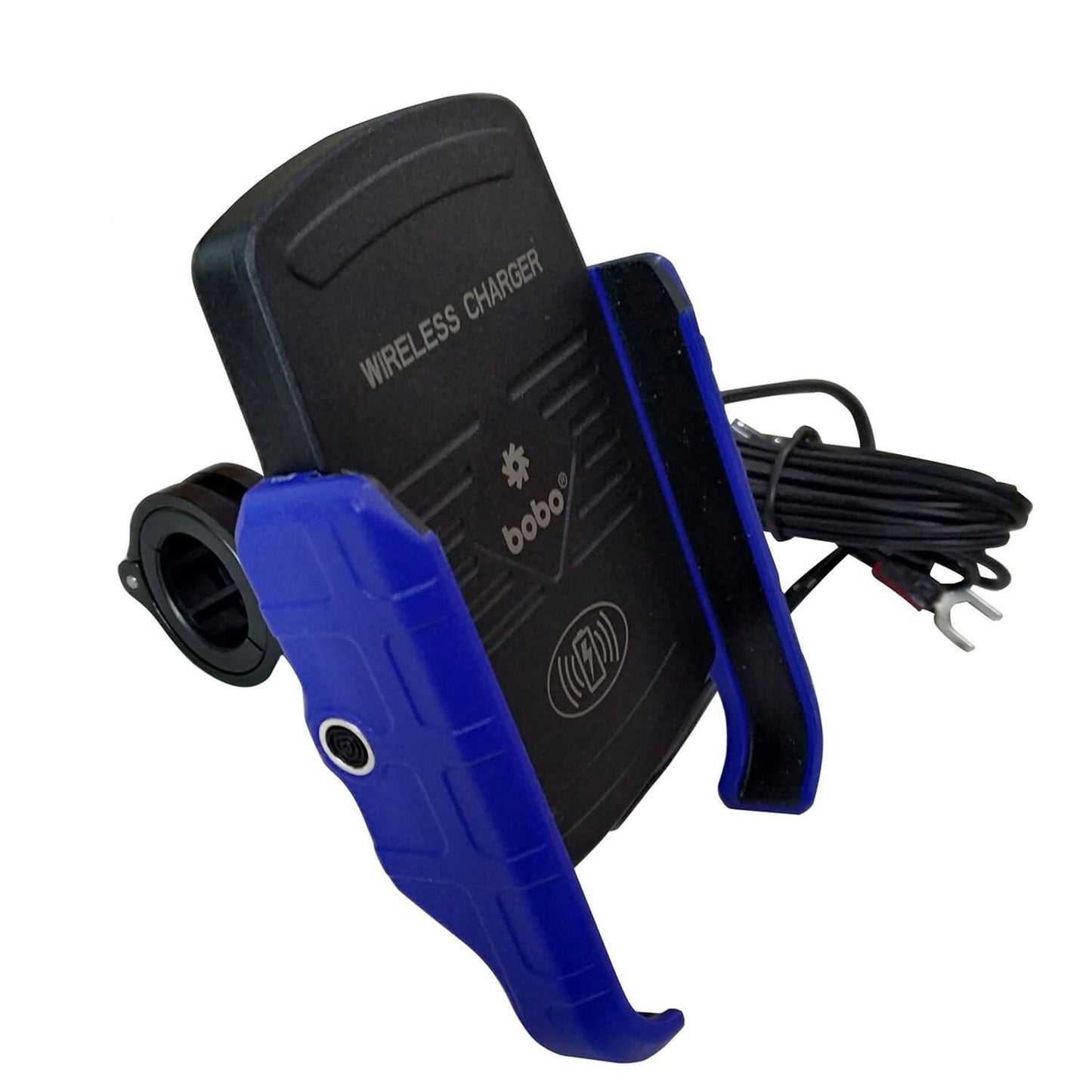 BOBO BM6 Jaw-Grip Bike Phone Holder (with Fast 15W Wireless Charger) Motorcycle Mobile Mount (Blue)- BB-BM-006-001003