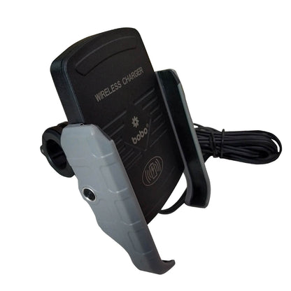 BOBO BM6 Jaw-Grip Bike Phone Holder (with Fast 15W Wireless Charger) Motorcycle Mobile Mount (Silver)- BB-BM-006-001004