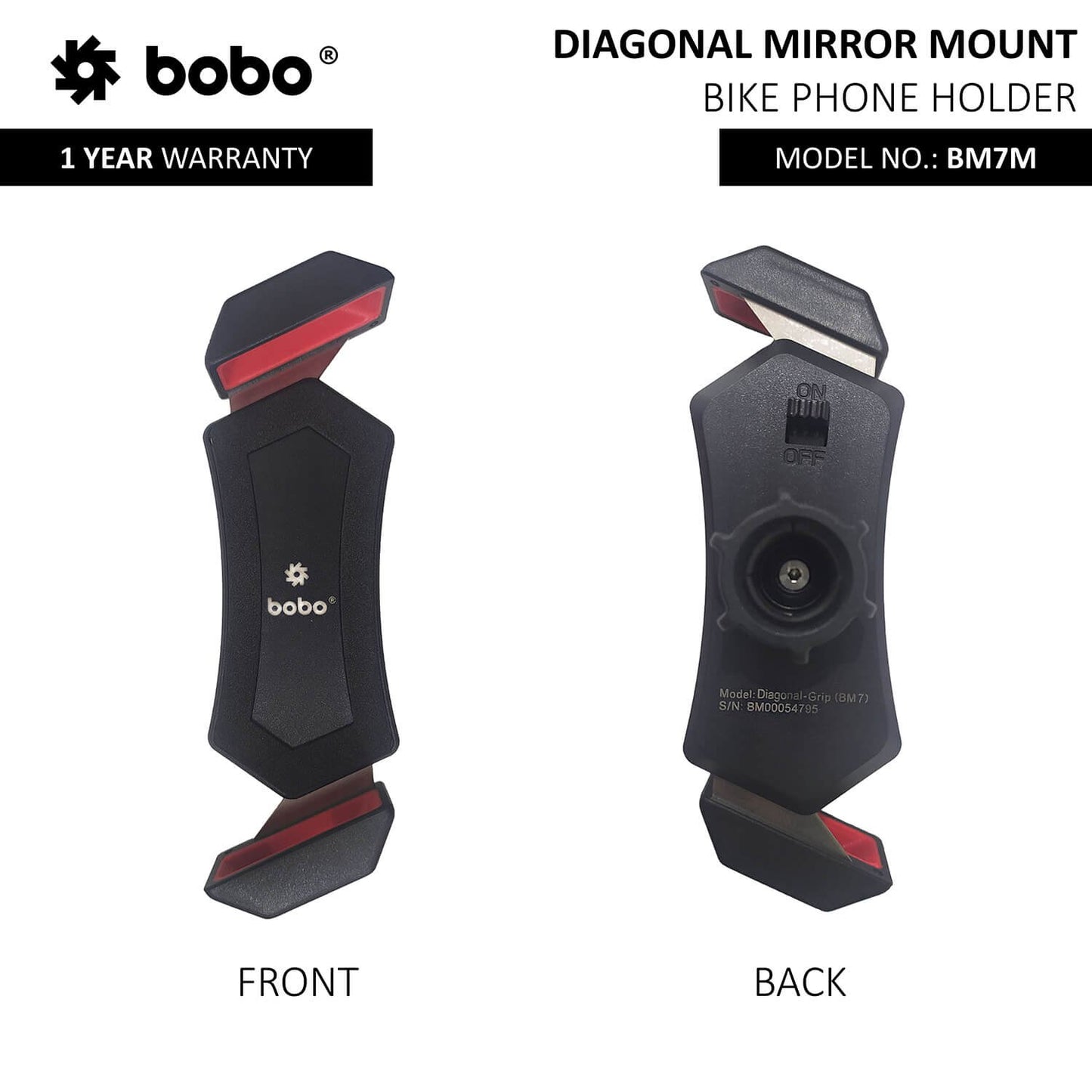 BOBO BM7 Diagonal-Grip Bike / Cycle Phone Holder Motorcycle Mobile Mount-BB-BM-007-102001
