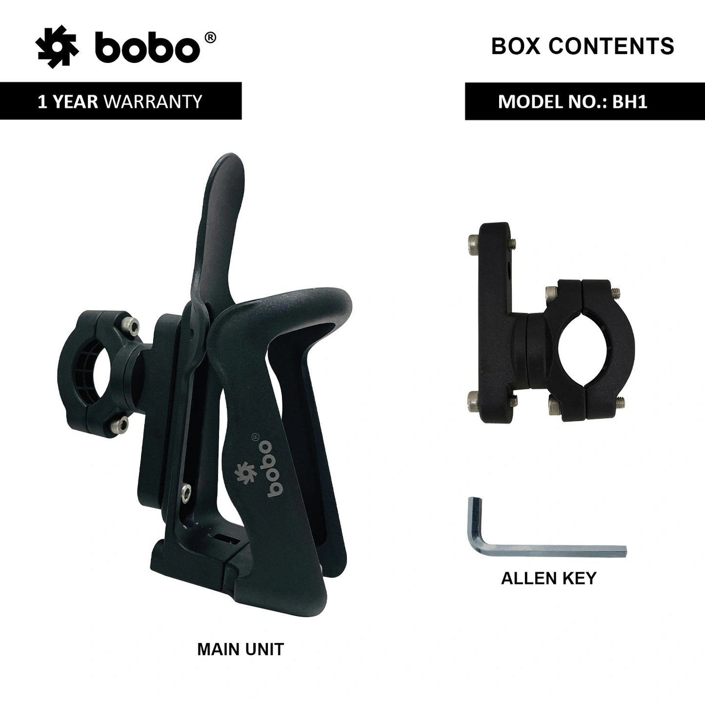 BOBO BH1 Universal Motorcycle Bottle Holder (Black)