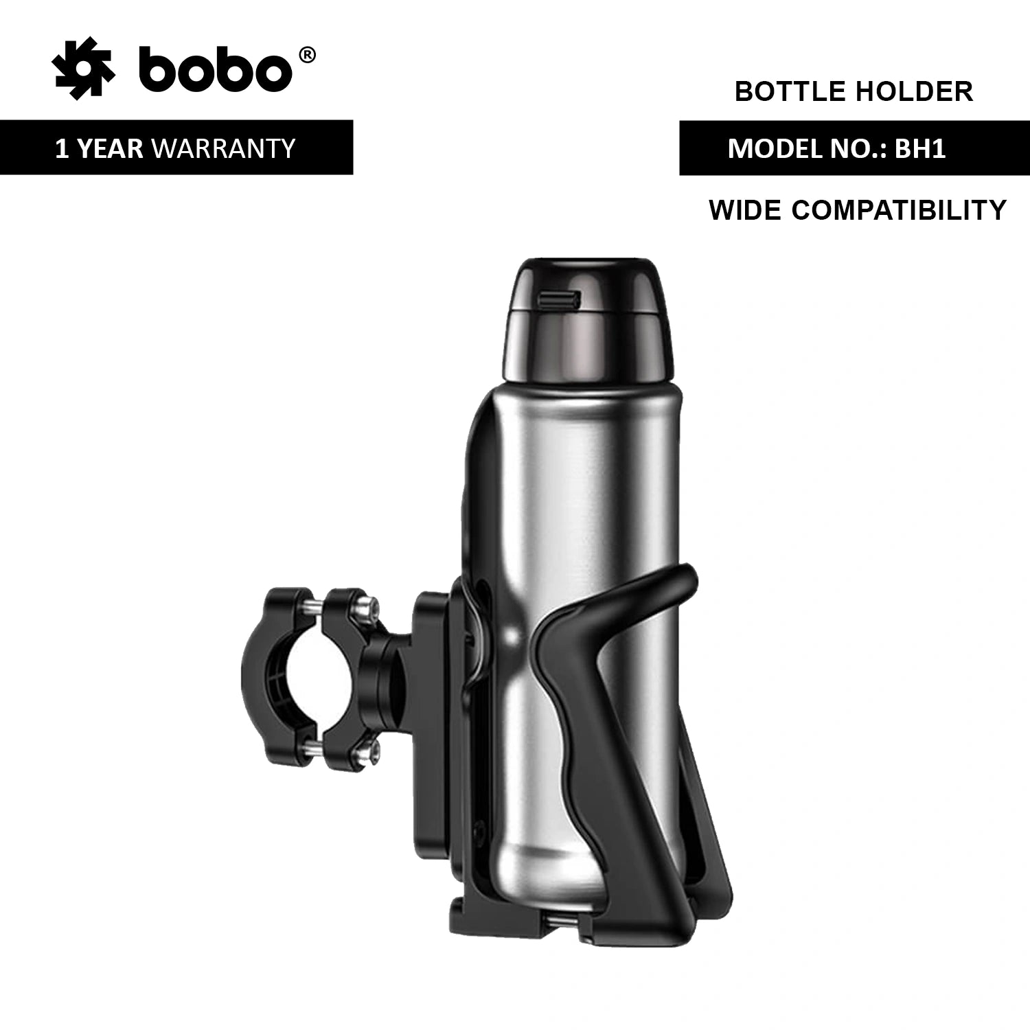 BOBO BH1 Universal Motorcycle Bottle Holder (Black)