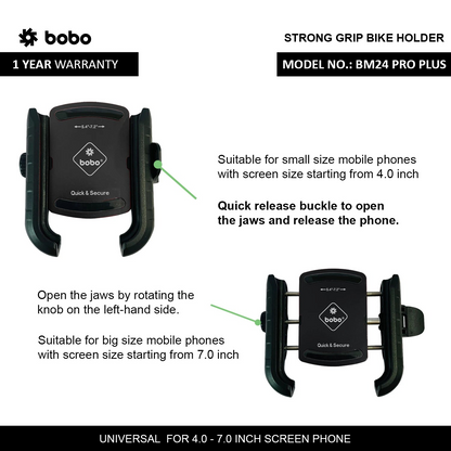 BOBO BM24 PRO PLUS Quick Release Bike Phone Holder with 36W USB-C Charger