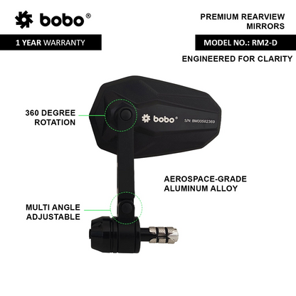 BOBO RM2-D Anti-Glare Anti-Fog Bike Bar End Mirror
