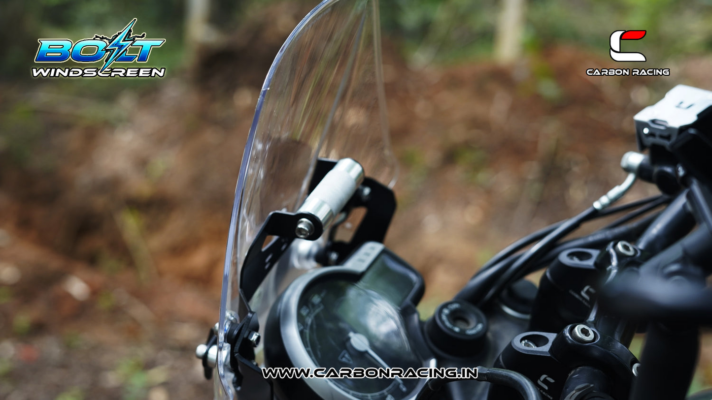 Carbon Racing BOLT Windscreen for Triumph T4 - Clear (Windshield + Integrated GPS Mount + Number Plate Holder)