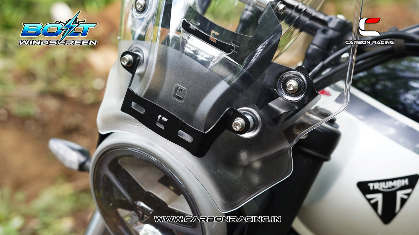 Carbon Racing BOLT Windscreen for Triumph T4 - Clear (Windshield + Integrated GPS Mount + Number Plate Holder)