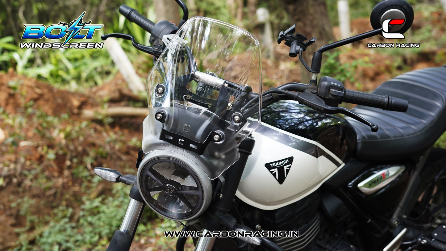 Carbon Racing BOLT Windscreen for Triumph T4 - Clear (Windshield + Integrated GPS Mount + Number Plate Holder)