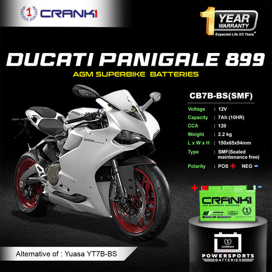 Battery For Ducati Panigale 899 (2015-2016) - CB7B-BS - Factory Activated - CRANK1