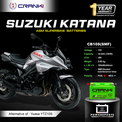 Battery For Suzuki Katana - CB10S - Factory Activated-CRANK1