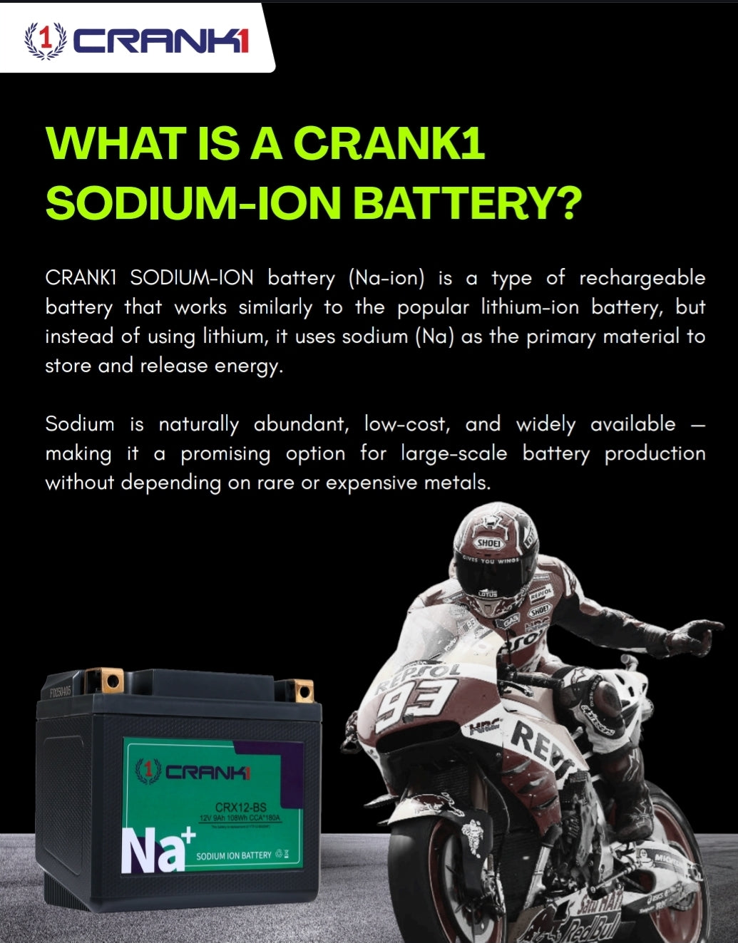 Battery For Triumph Tiger 800 XCX (2015-2020) - CRX16-BS - Sodium-Ion - Factory Activated - CRANK1