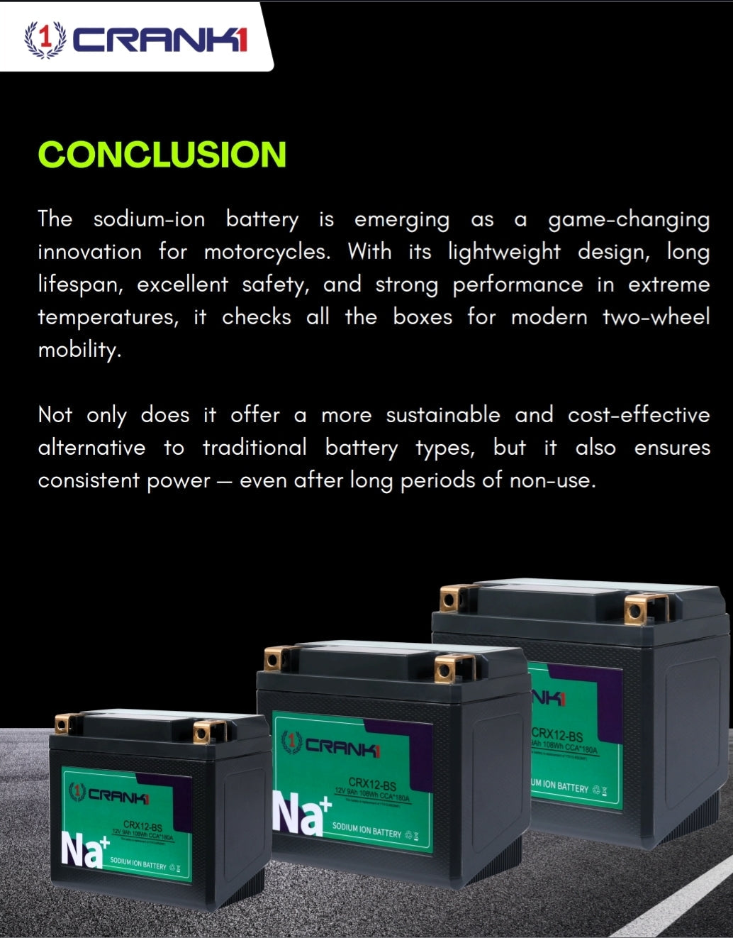 Battery For Triumph Tiger 800 XCX (2015-2020) - CRX16-BS - Sodium-Ion - Factory Activated - CRANK1