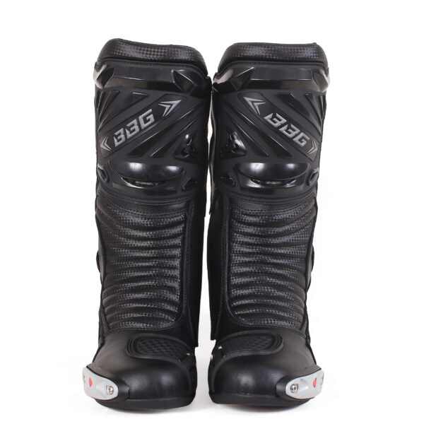 Black Racing Calf Boots - Biking Brotherhood - Riders Junction