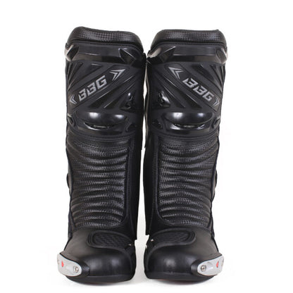 Black Racing Calf Boots - Biking Brotherhood - Riders Junction