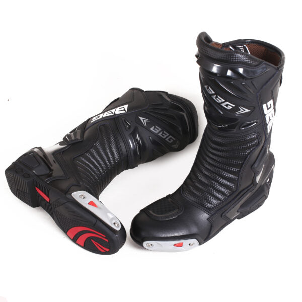 Black Racing Calf Boots - Biking Brotherhood - Riders Junction