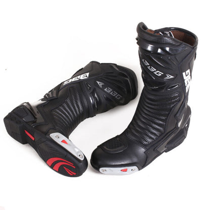Black Racing Calf Boots - Biking Brotherhood - Riders Junction