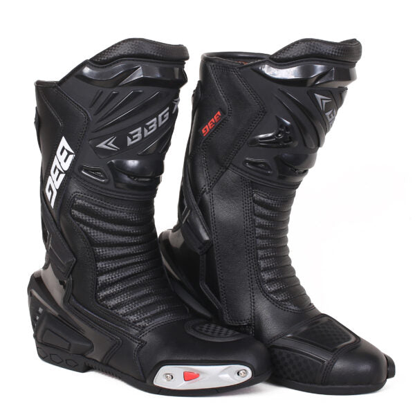 Black Racing Calf Boots - Biking Brotherhood - Riders Junction