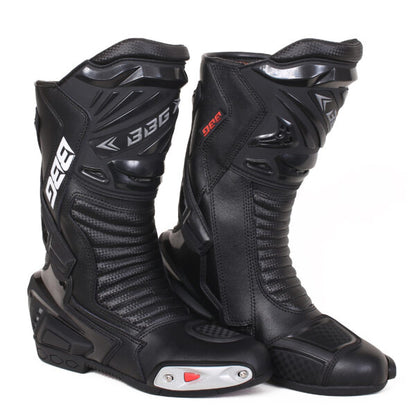 Black Racing Calf Boots - Biking Brotherhood - Riders Junction