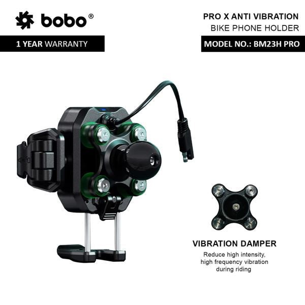 BOBO BM23H PRO Handlebar Mount Anti-Vibration Anti-Theft and 15W Wireless / 36W USB-C Charger