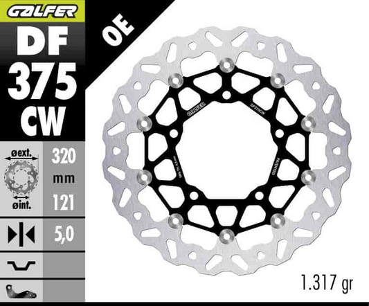 Brake disc Front Galfer WAVE FLOATING with Aluminium centre (DF375CW)