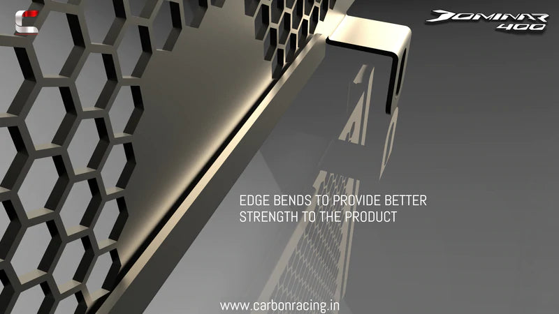 Brushed Aluminum Radiator Guard for Dominar 400 (All Years) - Carbon Racing - Riders Junction