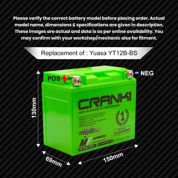 Crank1 Battery For Ducati Scrambler Desert Sled 800 (2015-2025)- CB12B-BS - Factory Activated