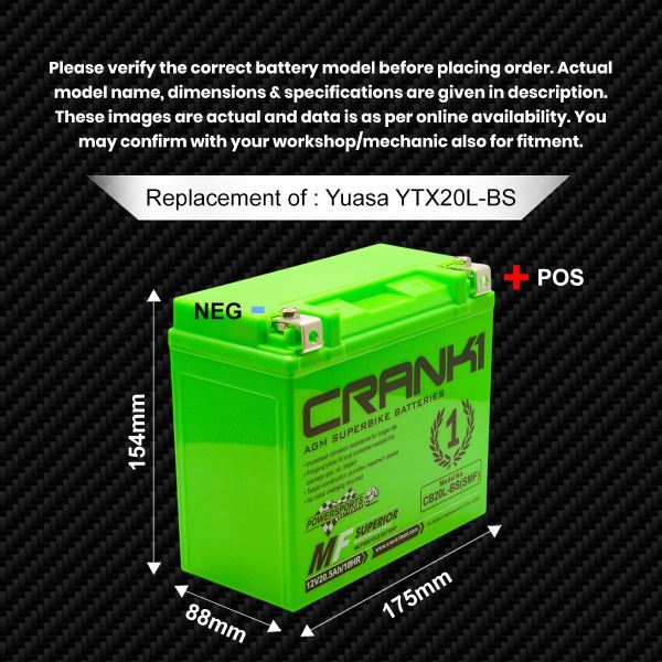 Crank1 Battery For Triumph Rocket 3 Storm (2012-2018) - CB20L-BS - Factory Activated