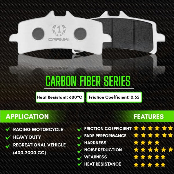 CRANK1 Carbon Brake Pads For Honda CBR 1000 RR Fireblade 2008-2013 - Rear - CFB634