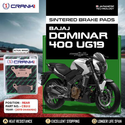 CRANK1 Brake Pads Rear Bajaj Dominar 400 UG19 (2019 Onwards)-CB312