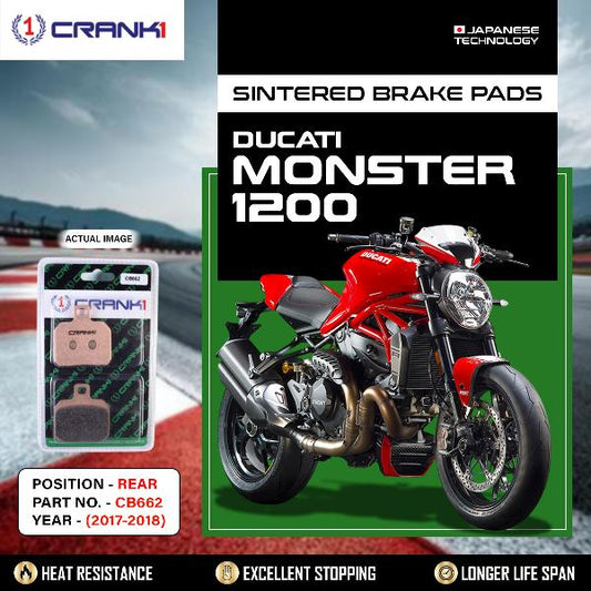 CRANK1 Brake Pads Rear Ducati Monster 1200 2017-2018-CB662