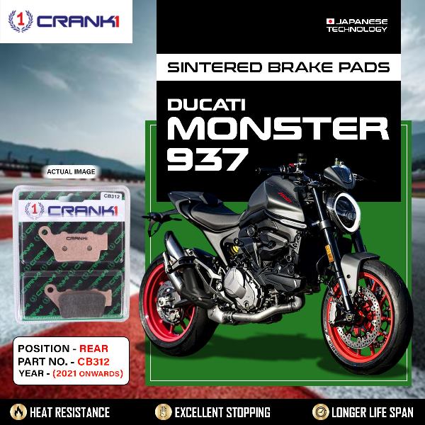 CRANK1 Brake Pads Rear Ducati Monster 937 2021 Onwards-CB312