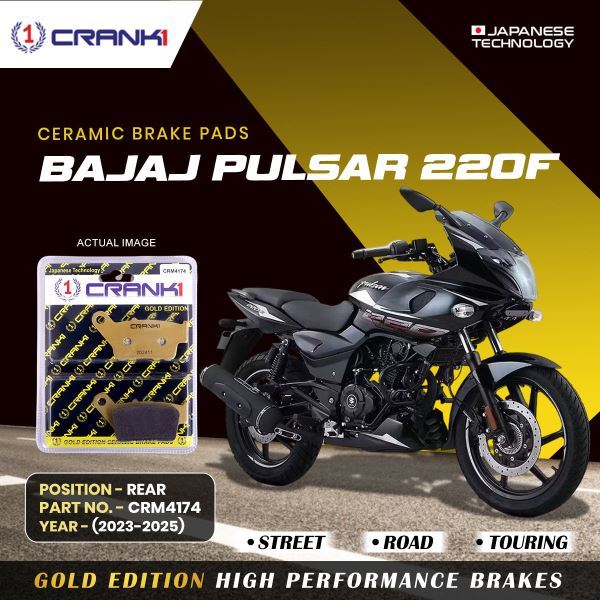 CRANK1 Brake Pads Rear For Bajaj Pulsar 220F (2023-2025)- Ceramic - CRM4174