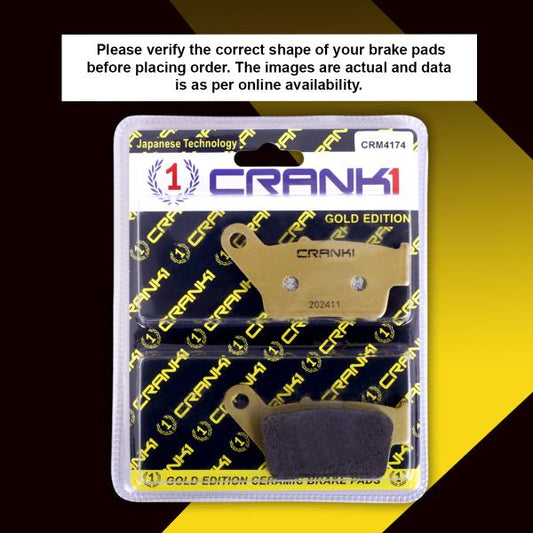 CRANK1 Brake Pads Rear For Bajaj Pulsar 220F (2023-2025)- Ceramic - CRM4174