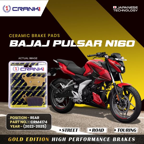 CRANK1 Brake Pads Rear For Bajaj Pulsar N160 (2022-2025)- Ceramic - CRM4174