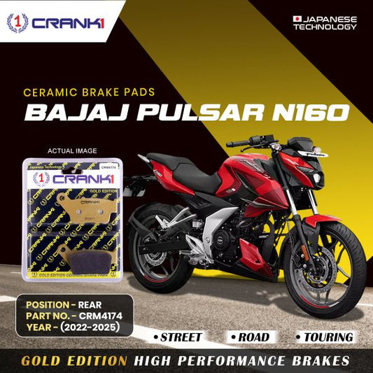 CRANK1 Brake Pads Rear For Bajaj Pulsar N160 (2022-2025)- Ceramic - CRM4174