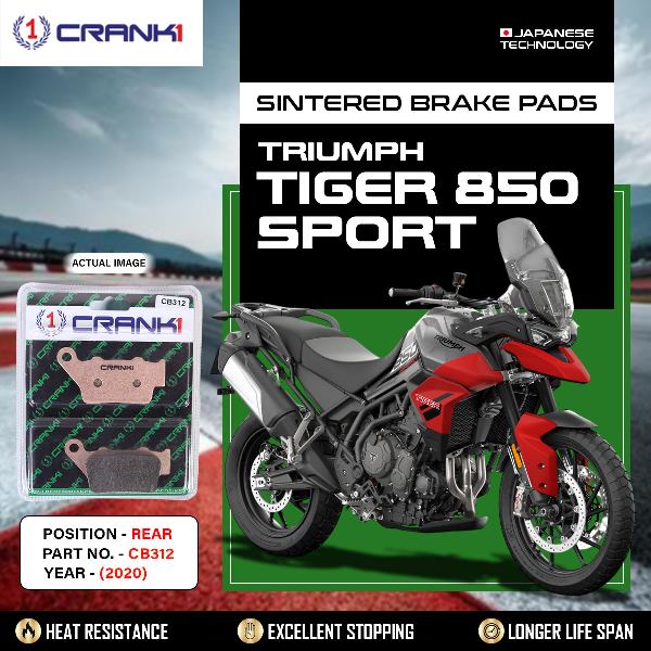 CRANK1 Brake Pads Rear Triumph Tiger 850 Sport (2020)-CB312