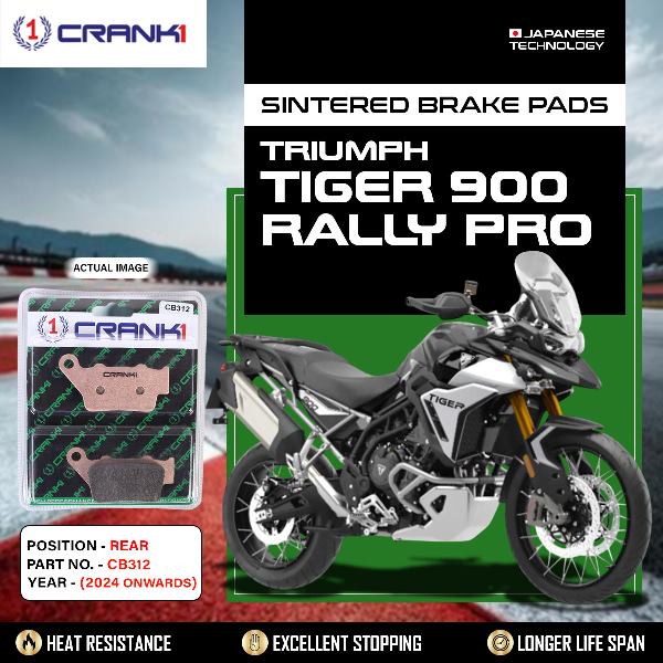 CRANK1 Brake Pads Rear Triumph Tiger 900 Rally Pro (2024 Onwards)-CB312