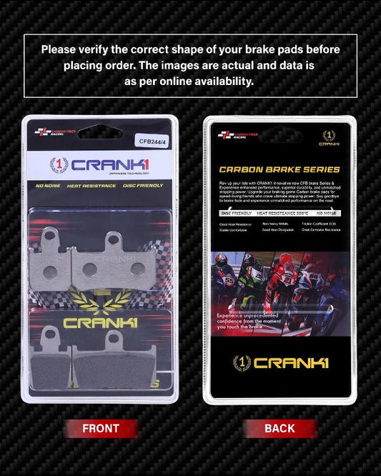 CRANK1 Carbon Brake Pads For Yamaha YZF R1 2009-2014 - Front - CFB244/4 - 2 Sets
