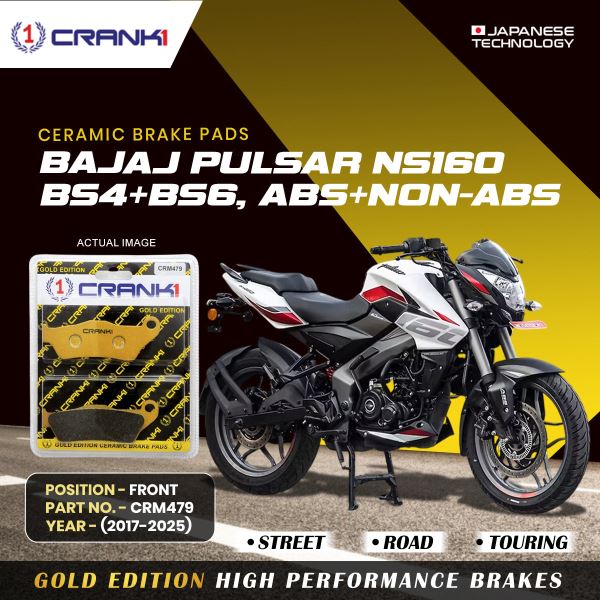 CRANK1 Brake Pad For Front Bajaj Pulsar NS-160 BS4+BS6ABS+NON-ABS-CRM479