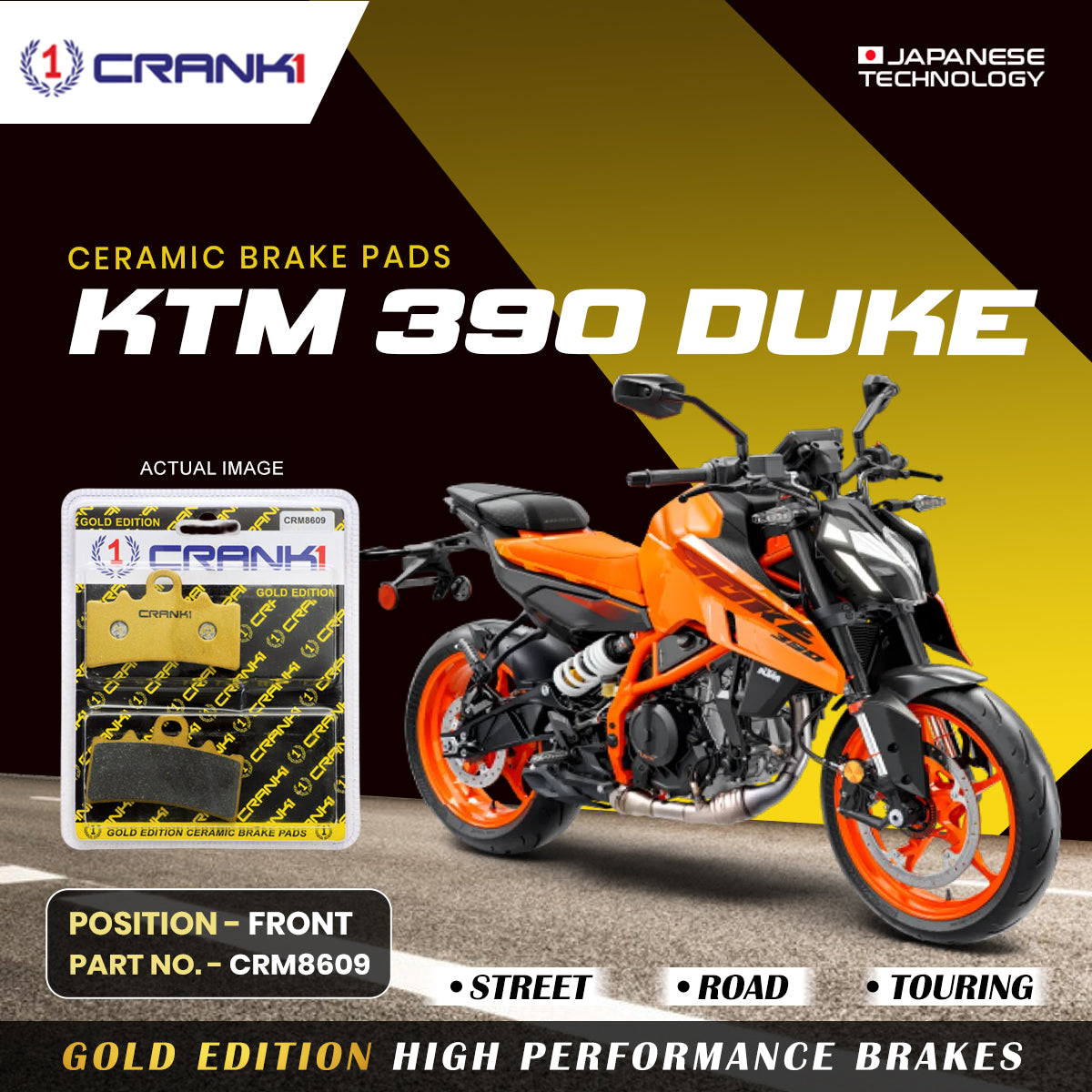 CRANK1 Brake Pad For Front KTM 390 Duke-CRM8609