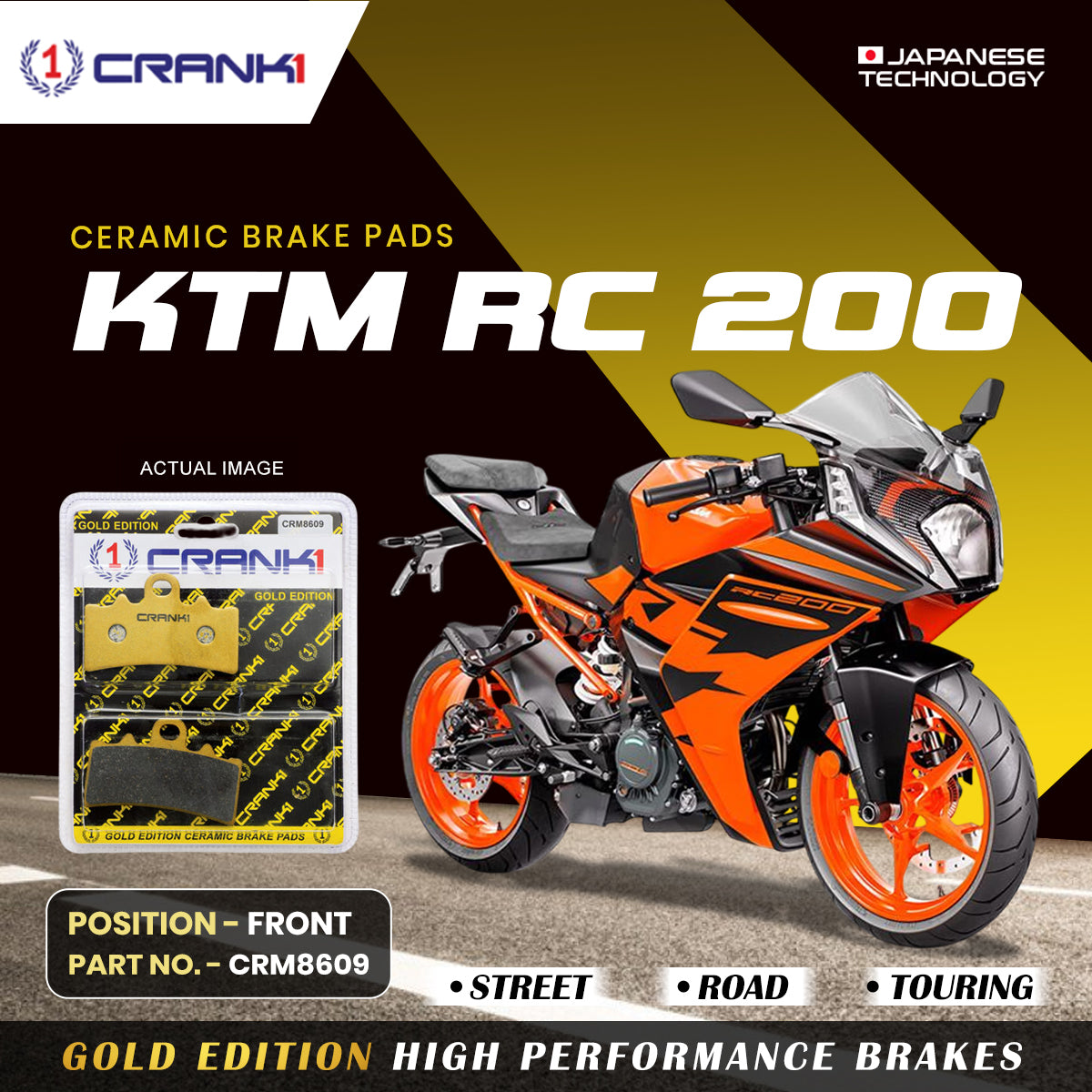 CRANK1 Brake Pad For Front KTM RC 200-CRM8609