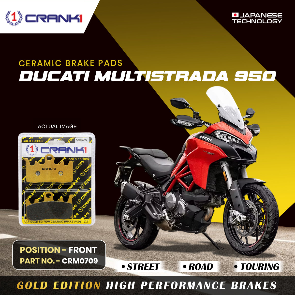 CRANK1 Brake Pad For Front  Multistrada 950 -CRM0709 (2 Sets)