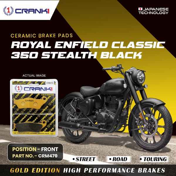 CRANK1 Brake Pad For Front Royal Enfield Classic 350 Stealth Black-CRM479