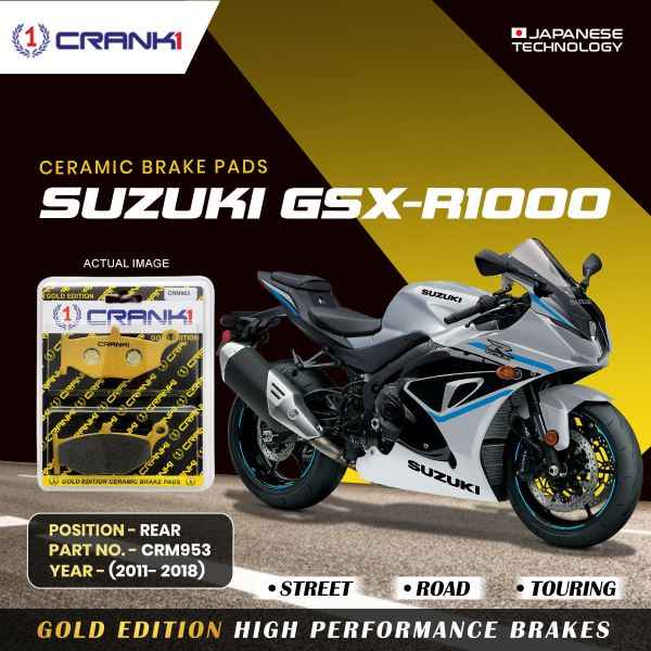 CRANK1 Brake Pad For Rear Suzuki GSX-R1000 (2011-2018)-CRM953