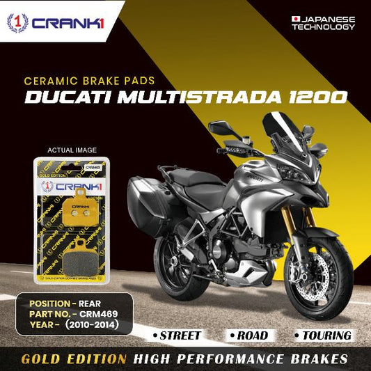 CRANK1 Brake Pad Rear For Ducati Multistrada 1200 -2010 To 2014-CRM469