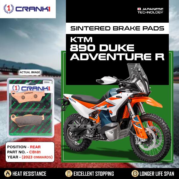 CRANK1 Brake Pad Rear For KTM 890 Duke Adv (2023 Onwards) -CB181