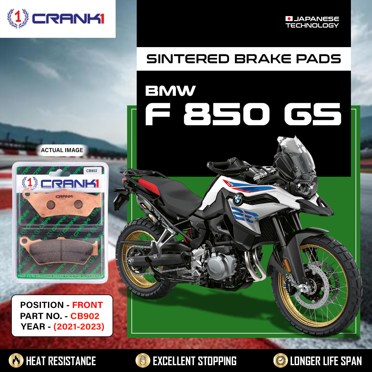 CRANK1 Brake Pads Front BMW F850 GS (2021-2023)-CB902-2 Sets