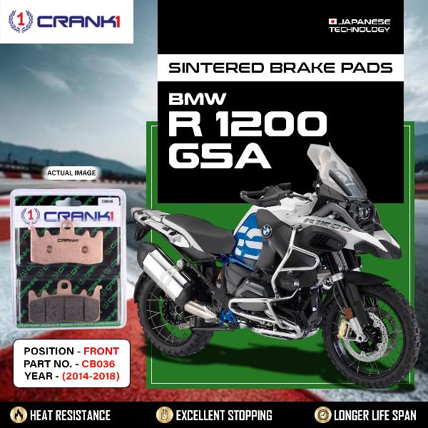 CRANK1 Brake Pads Front BMW R1200 GSA 2014-2018-CB036-2 Sets